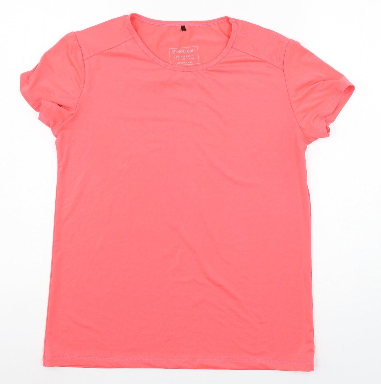 Workout Womens Pink  Jersey Basic T-Shirt Size 14