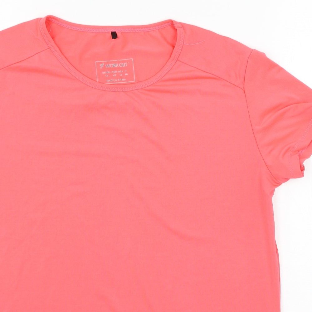 Workout Womens Pink  Jersey Basic T-Shirt Size 14