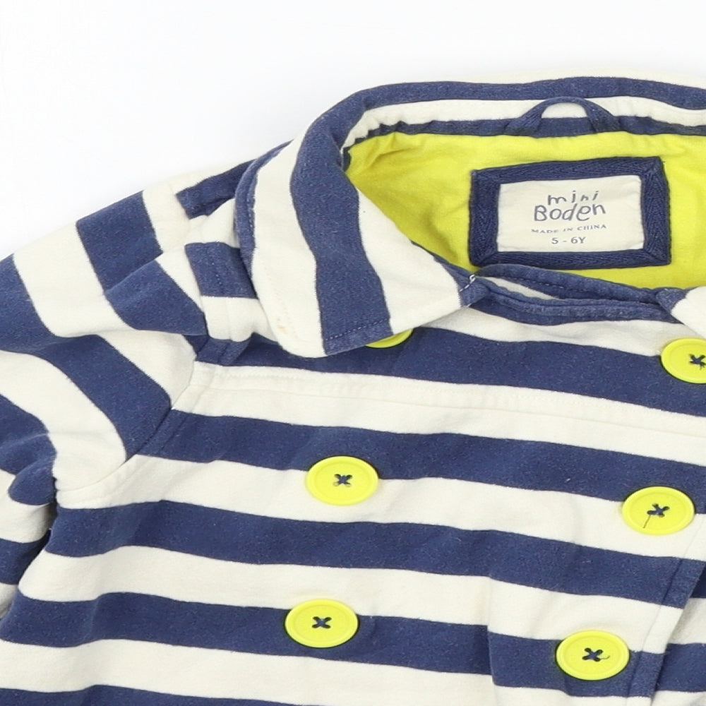 Mini Boden Girls Blue Striped Jersey Jacket  Size 5-6 Years