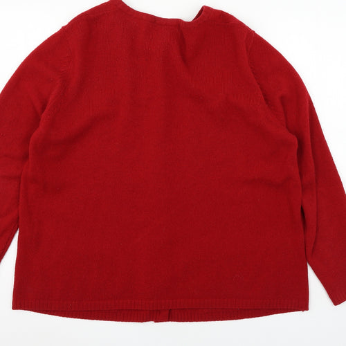 Marks and Spencer Womens Red  Knit Cardigan Jumper Size 20