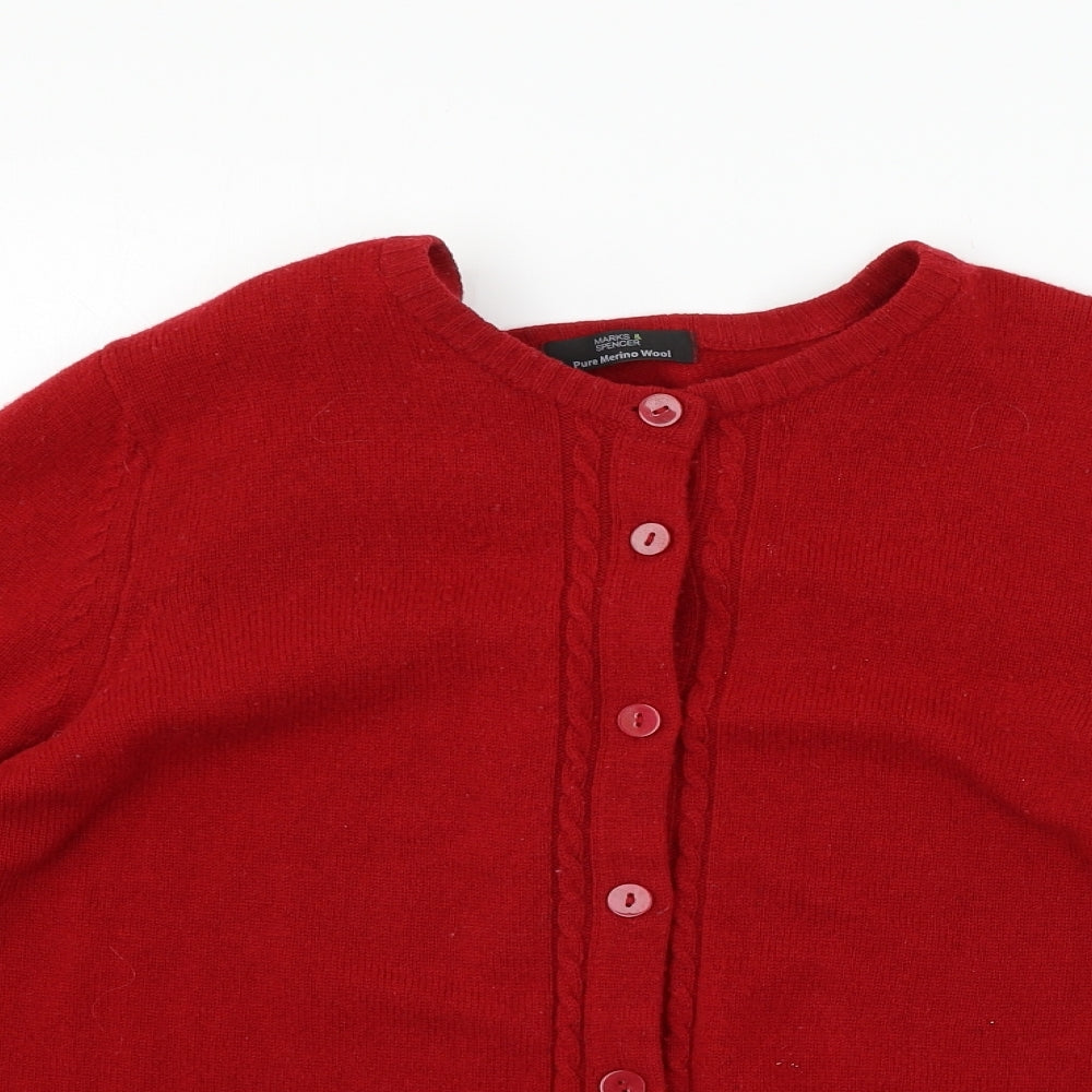 Marks and Spencer Womens Red  Knit Cardigan Jumper Size 20