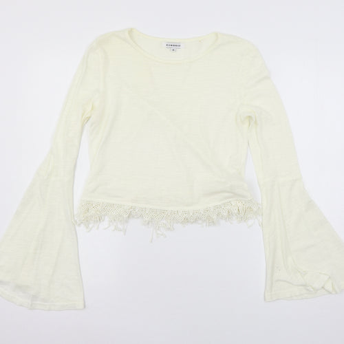 Glamourous Womens White  Jersey Basic T-Shirt Size 10