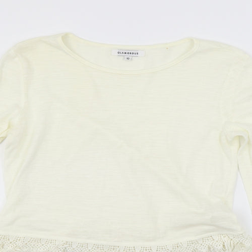 Glamourous Womens White  Jersey Basic T-Shirt Size 10