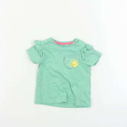 F&F  Girls Green   Basic T-Shirt Size 0-3 Months