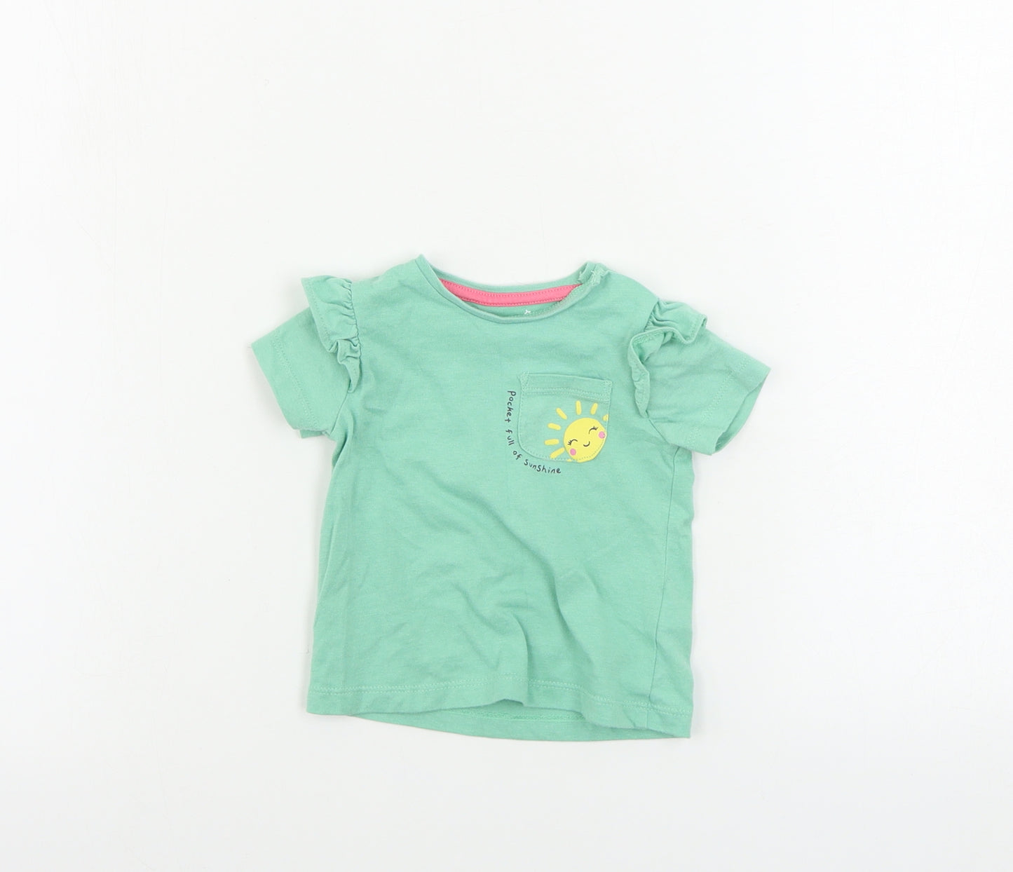 F&F  Girls Green   Basic T-Shirt Size 0-3 Months