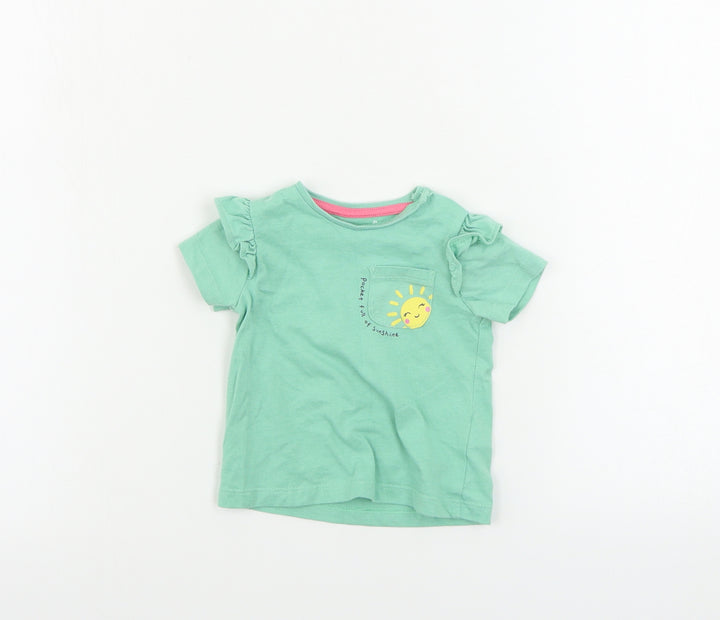 F&F  Girls Green   Basic T-Shirt Size 0-3 Months