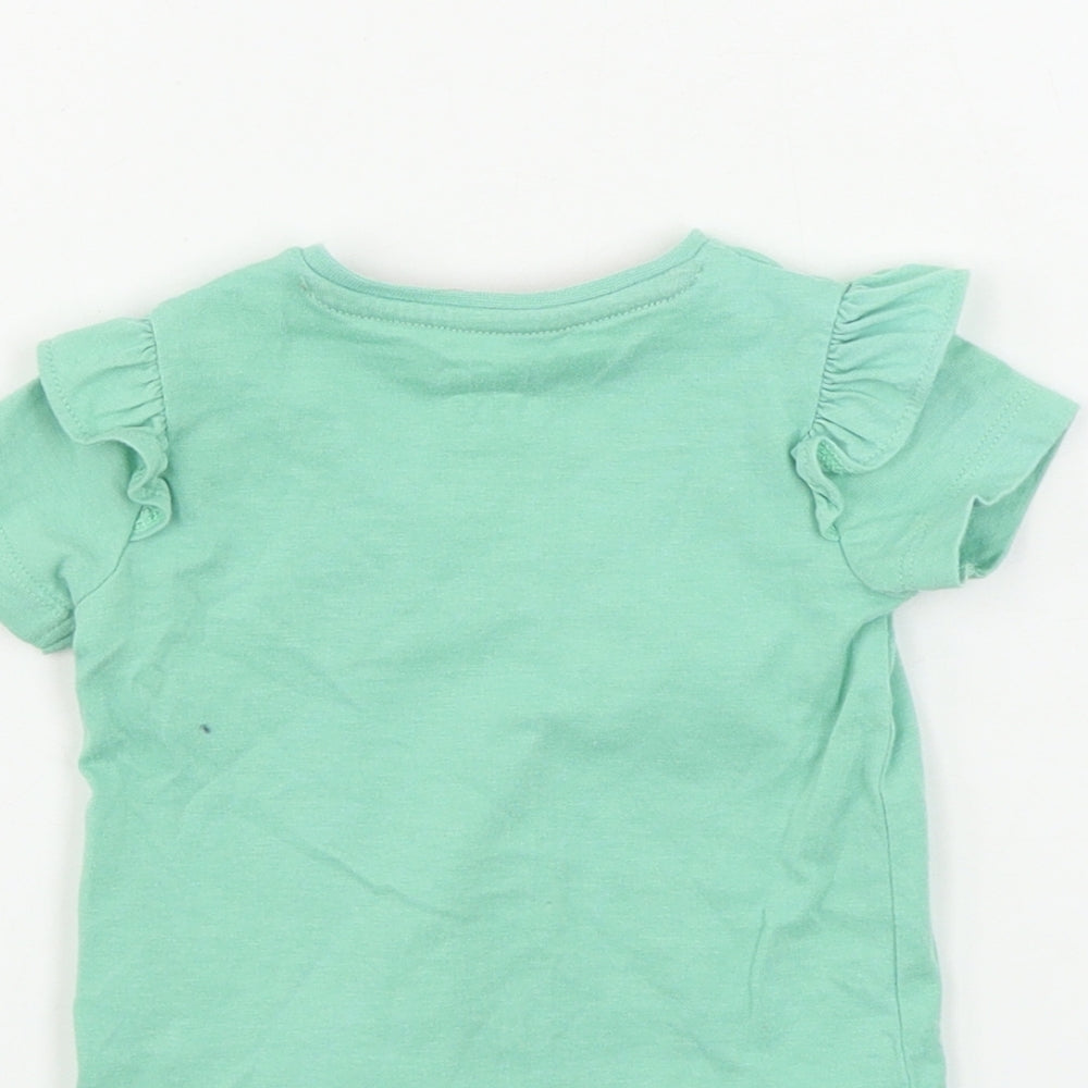 F&F  Girls Green   Basic T-Shirt Size 0-3 Months