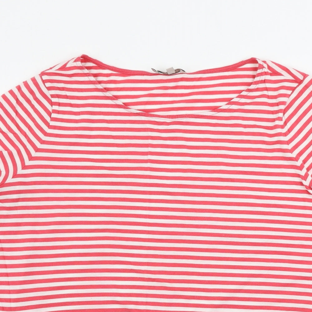Hobbs Womens Red Striped  Basic T-Shirt Size XL