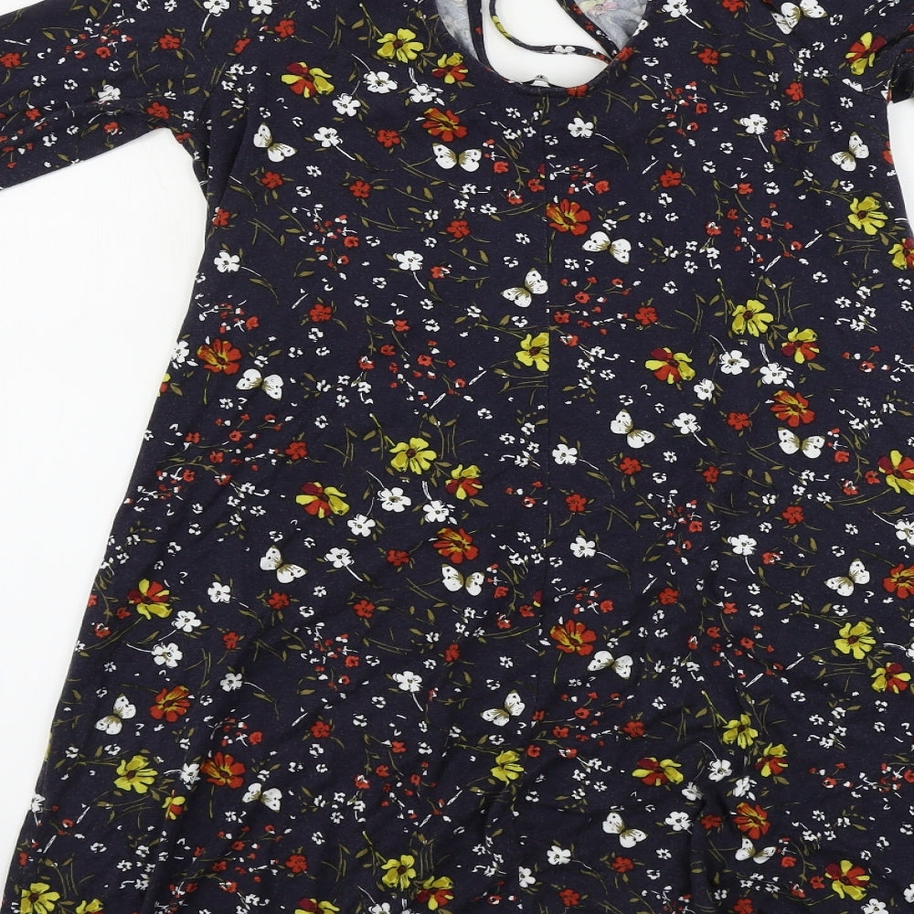 TU Womens Black Floral  A-Line  Size 10