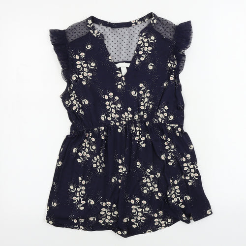 H&M  Womens Blue Floral  Basic T-Shirt Size S
