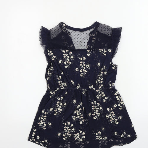 H&M  Womens Blue Floral  Basic T-Shirt Size S