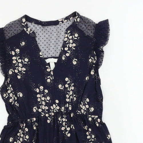 H&M  Womens Blue Floral  Basic T-Shirt Size S
