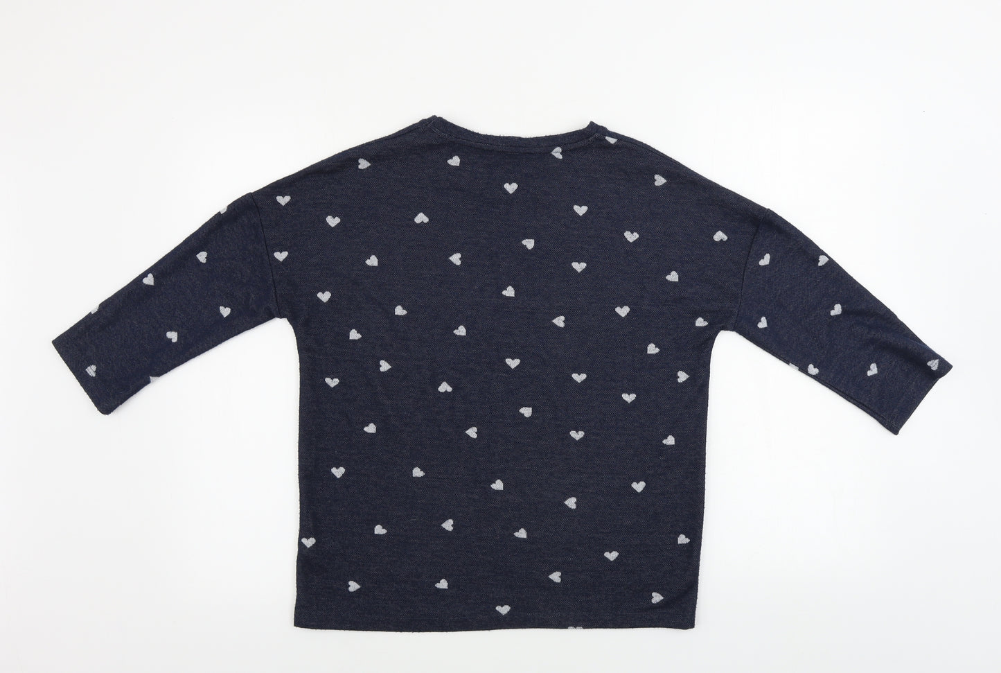 TU Womens Blue   Pullover Jumper Size 10  - heart pattern