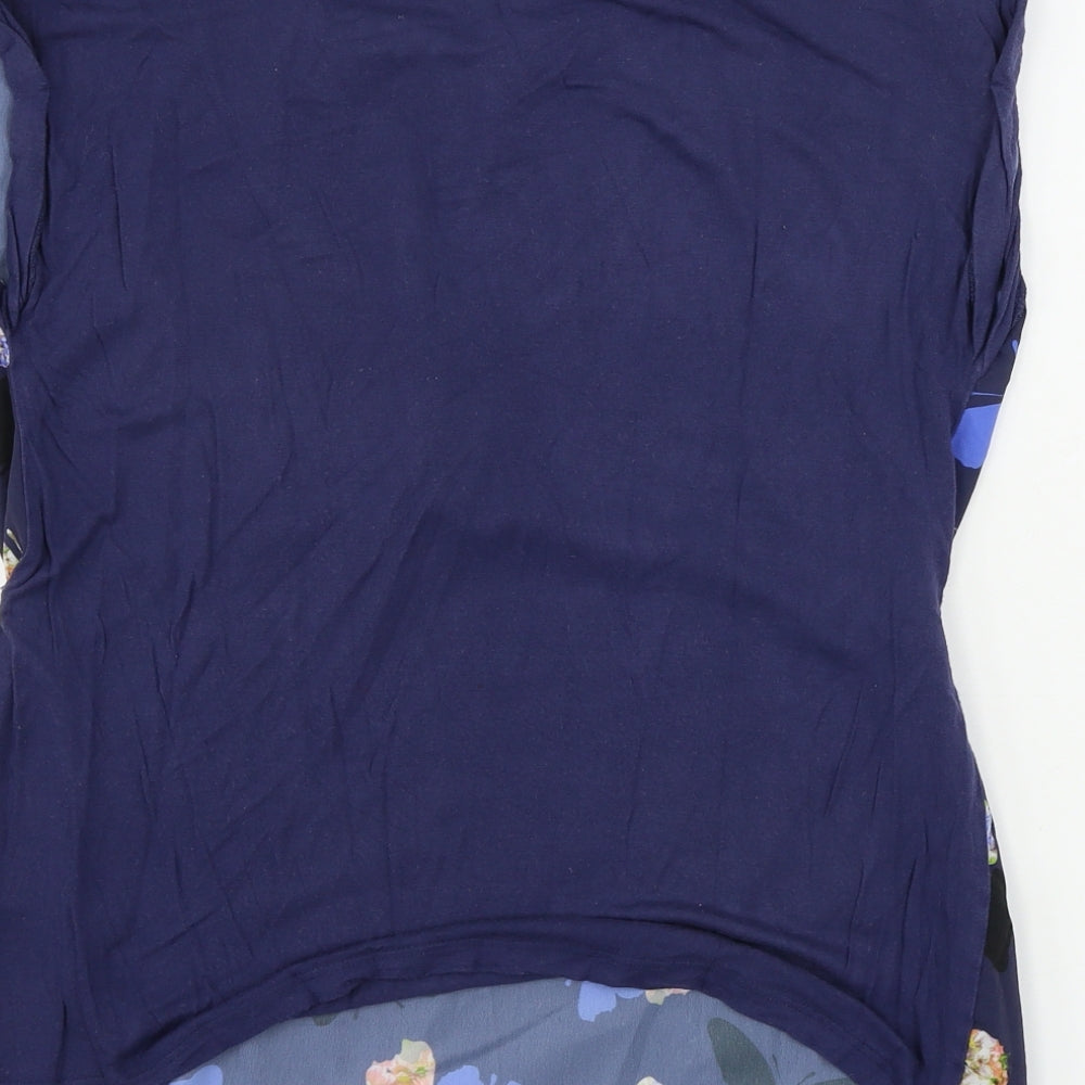 Red Herring  Womens Blue Animal Print  Basic Blouse Size 10  - butterfly pattern