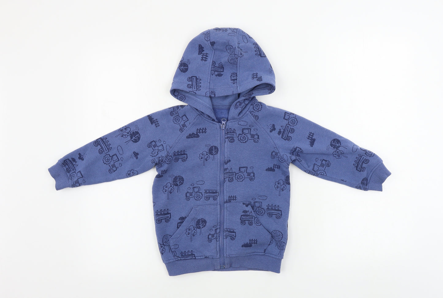 Preworn  Boys Blue   Full Zip Hoodie Size 3-4 Years