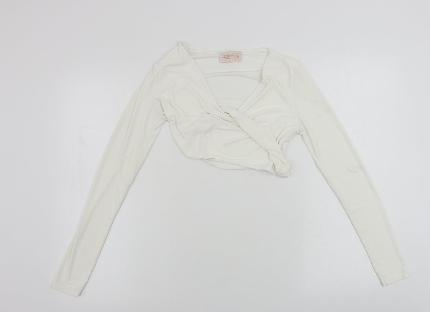 Club London Womens White   Basic T-Shirt Size 10