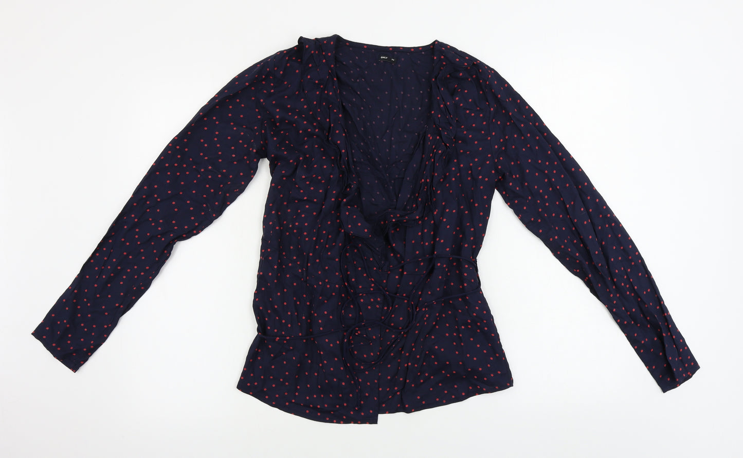 Only Womens Blue Polka Dot  Basic Blouse Size 6