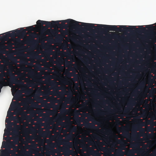 Only Womens Blue Polka Dot  Basic Blouse Size 6