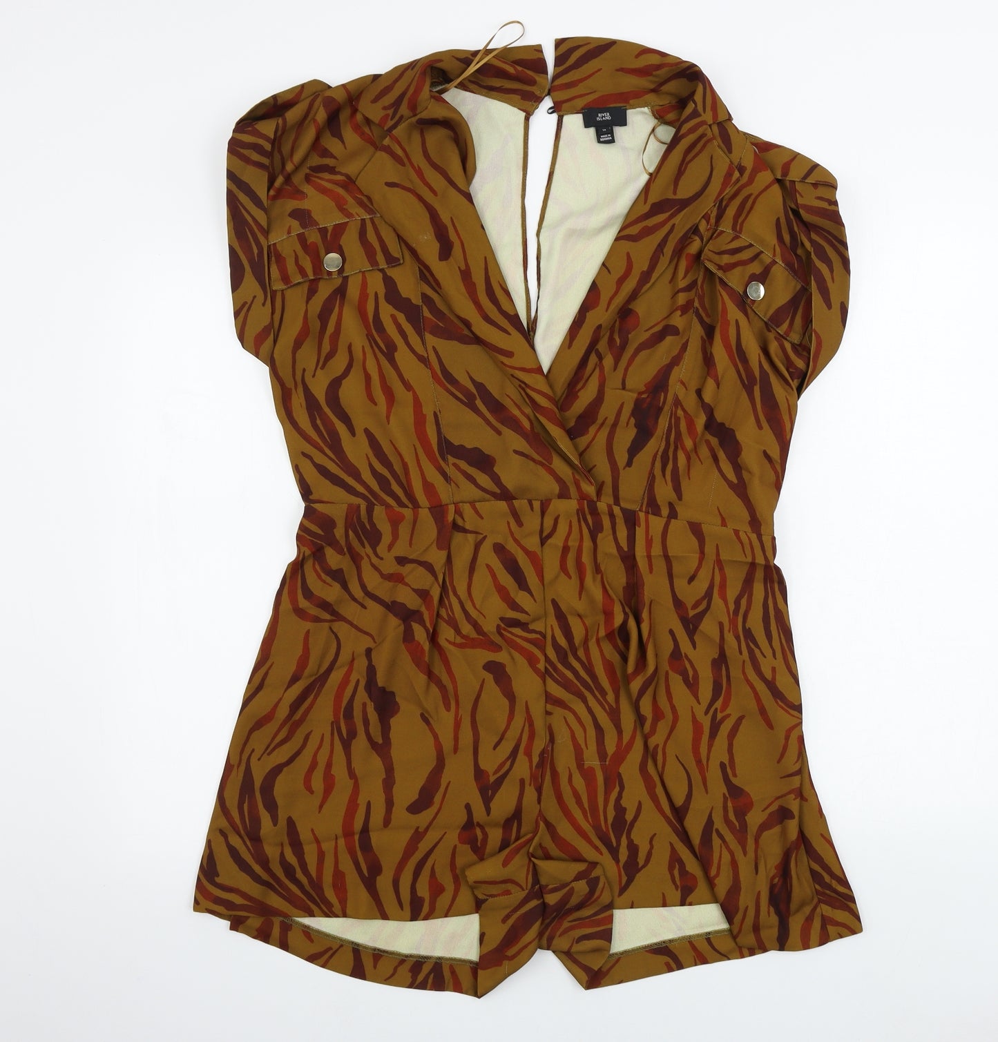 River Island  Womens Brown Animal Print  Jumpsuit One-Piece Size 14