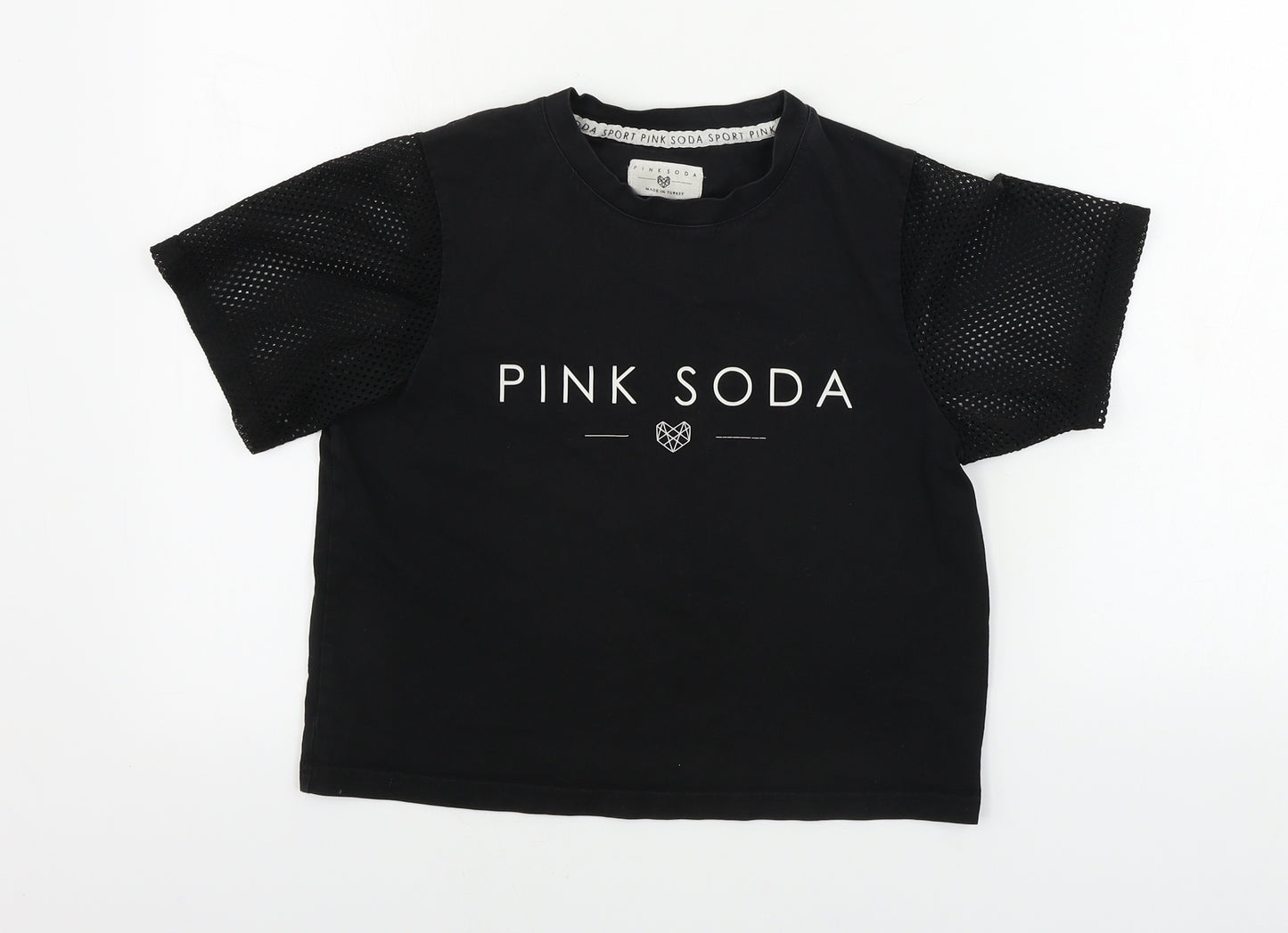 Pink Soda Womens Black   Cropped T-Shirt Size 8