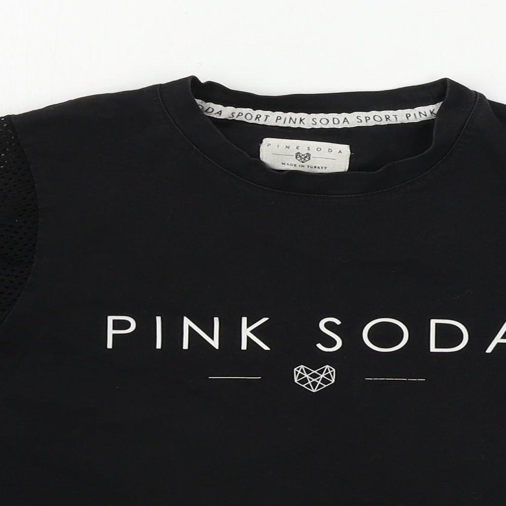 Pink Soda Womens Black   Cropped T-Shirt Size 8