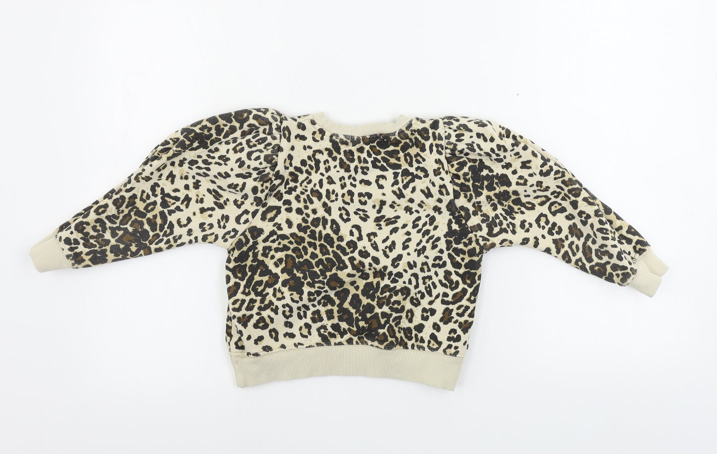 Zara Girls Beige Animal Print  Pullover Jumper Size 7 Years
