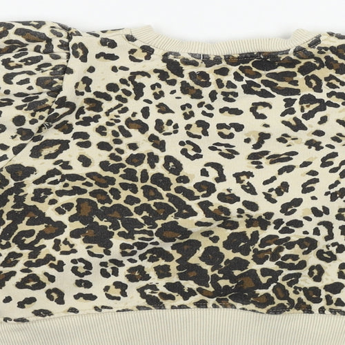 Zara Girls Beige Animal Print  Pullover Jumper Size 7 Years