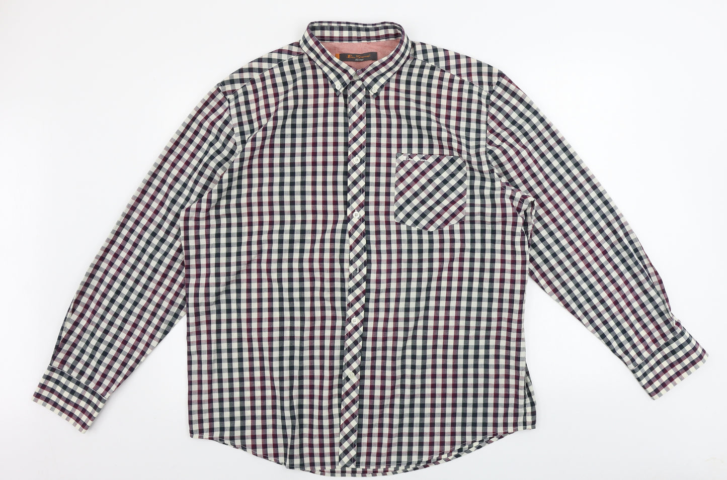 Ben Sherman  Mens White Check   Button-Up Size 2XL