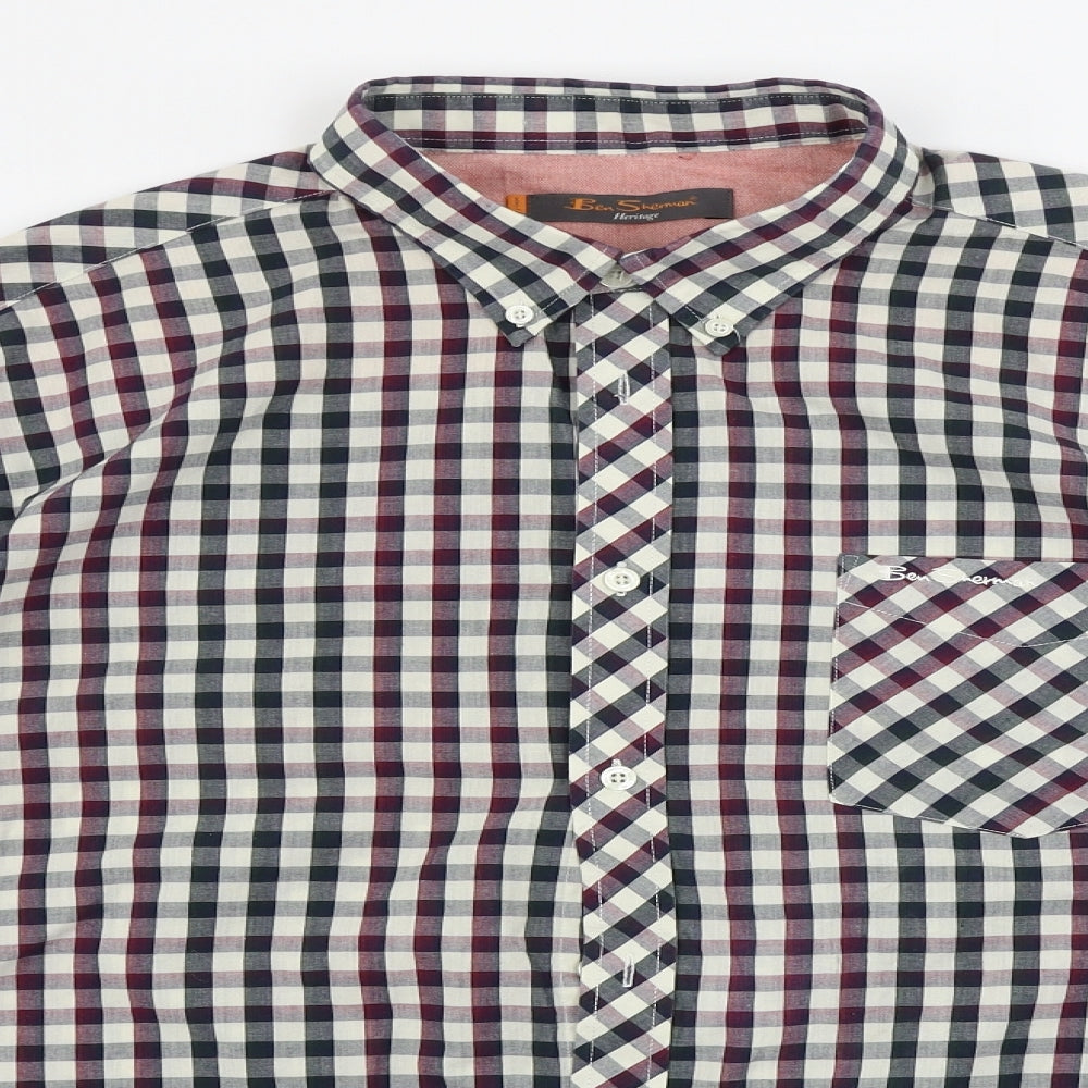 Ben Sherman  Mens White Check   Button-Up Size 2XL