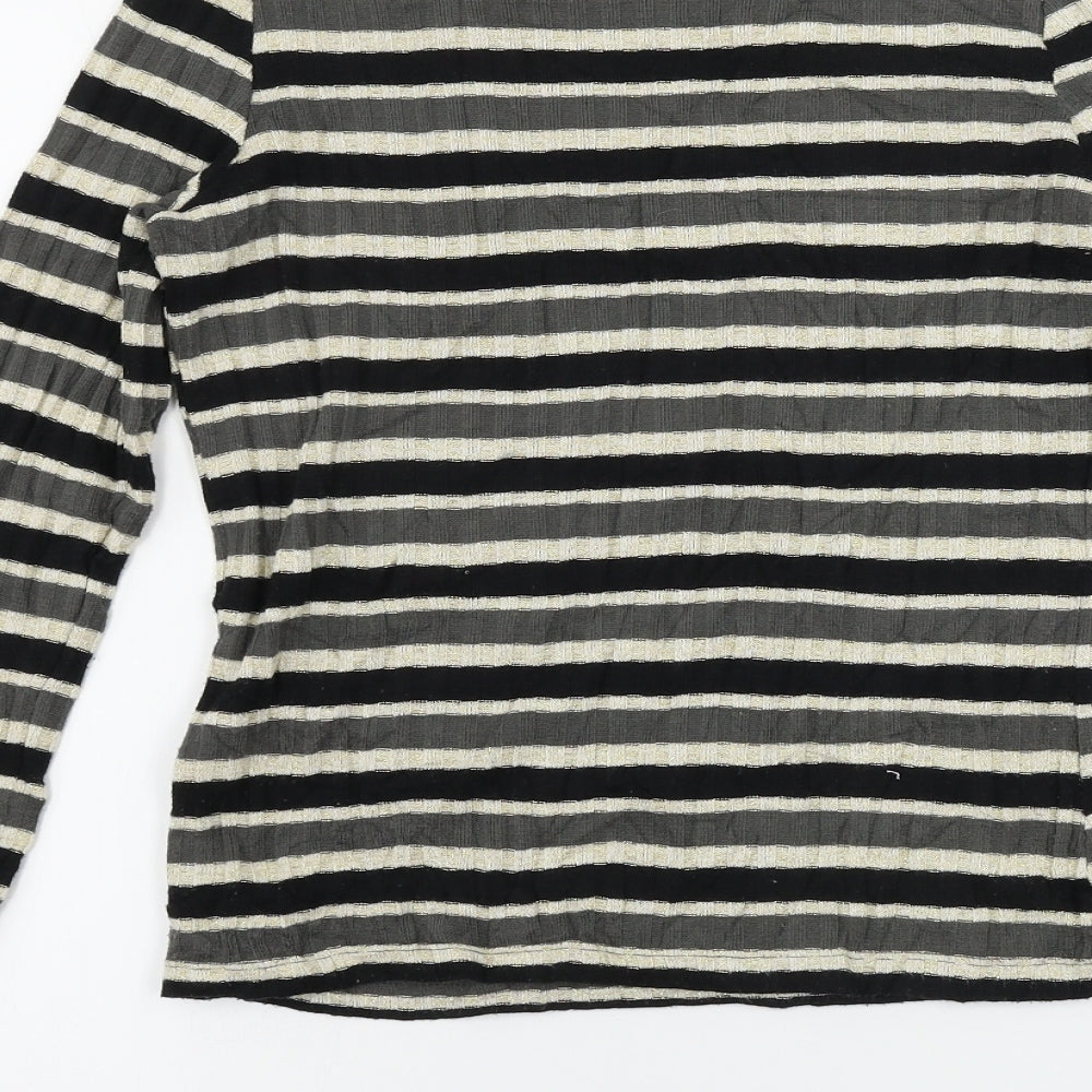 Zara Womens Grey Striped  Basic T-Shirt Size M