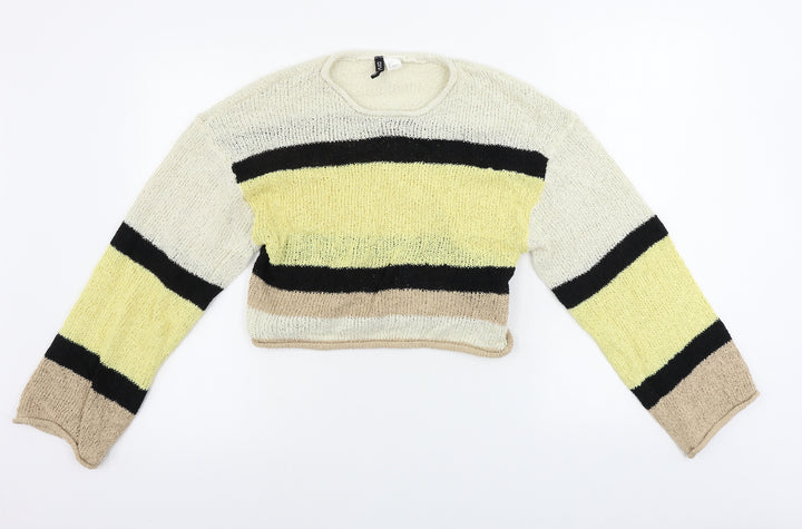 H&M  Womens Beige Striped  Pullover Jumper Size S