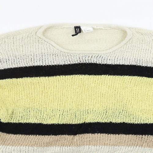 H&M  Womens Beige Striped  Pullover Jumper Size S