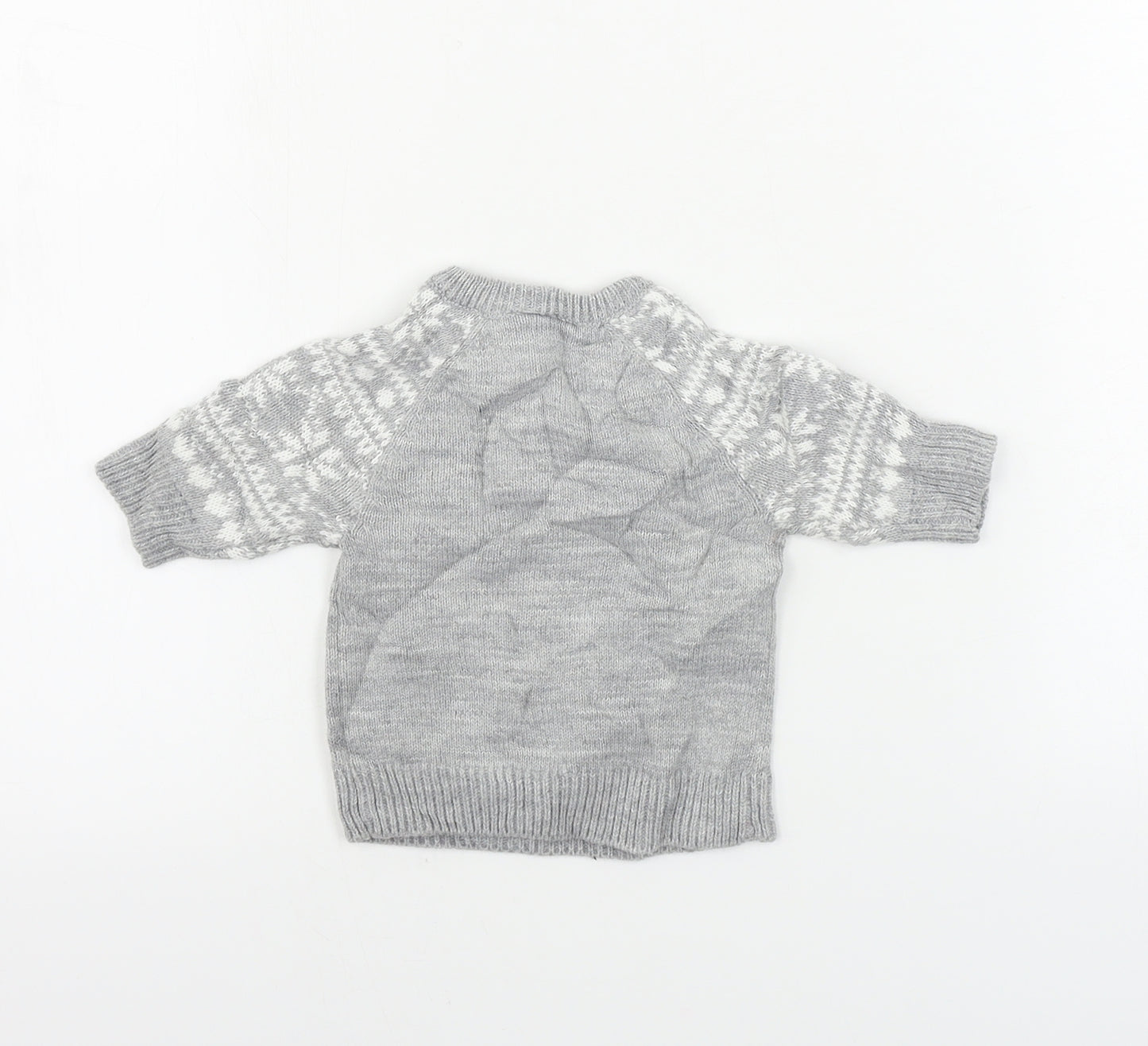 lily & dan   Boys Grey   Pullover Jumper Size 0-3 Months  - Christmas Jumper