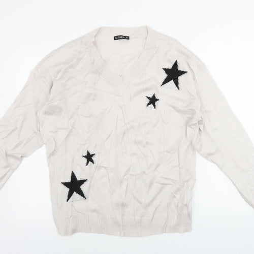 SheIn Womens Pink   Pullover Jumper Size L  - Star pattern
