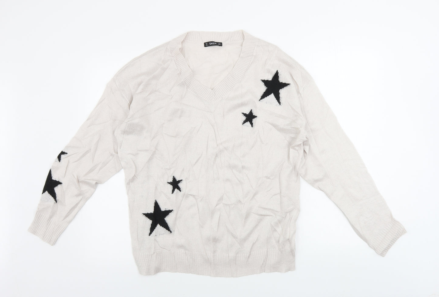 SheIn Womens Pink   Pullover Jumper Size L  - Star pattern