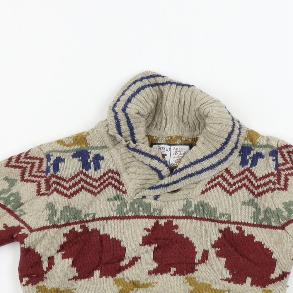 TU Boys Brown Geometric  Pullover Jumper Size 2-3 Years