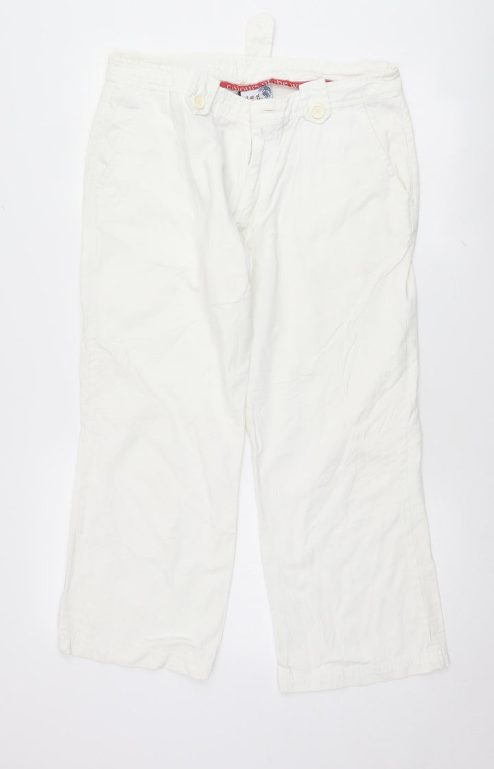 Colours of The World Womens White Trousers Size 14 L25 in