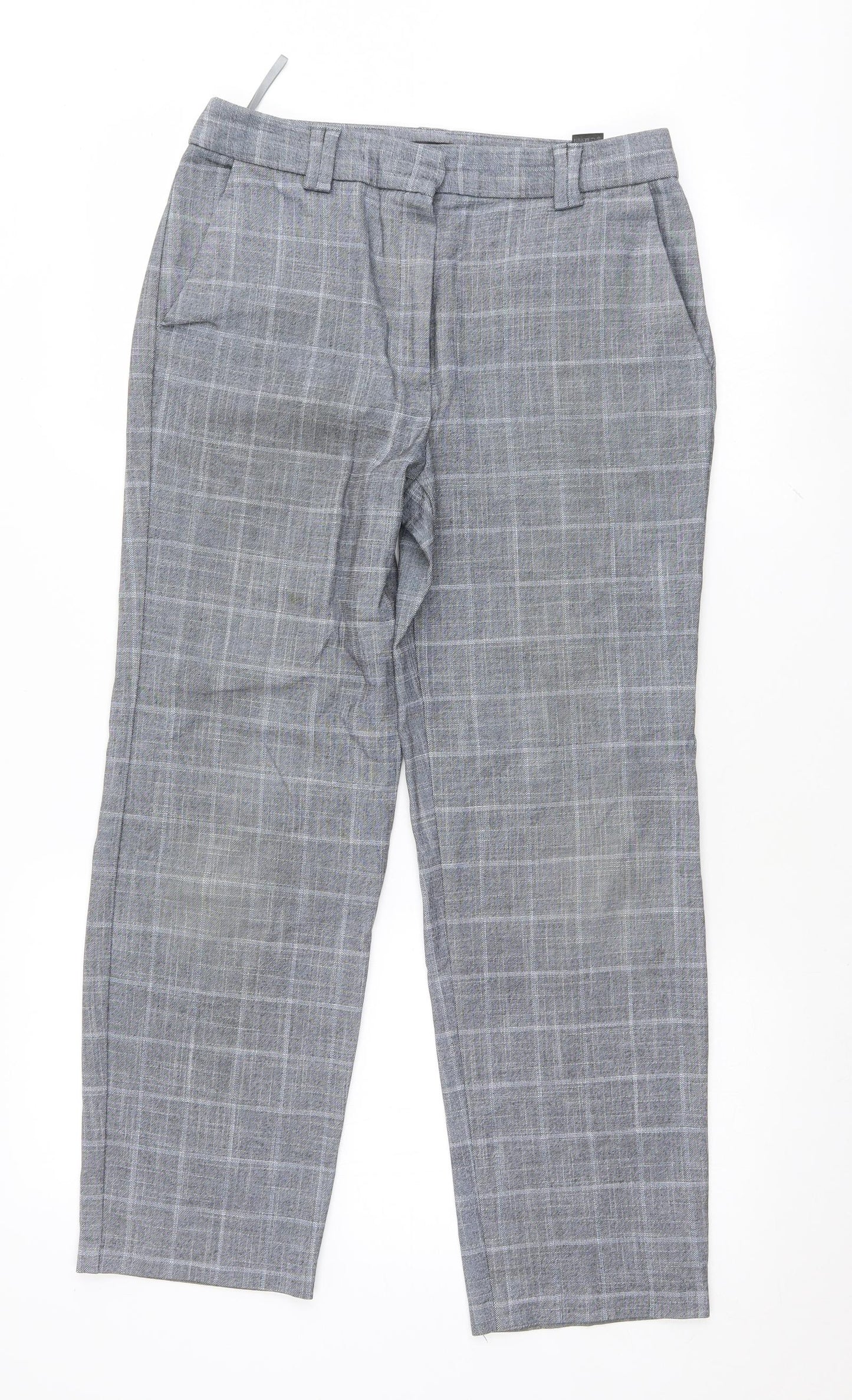 Marks and Spencer Womens Grey Check  Trousers  Size 8 L26 in