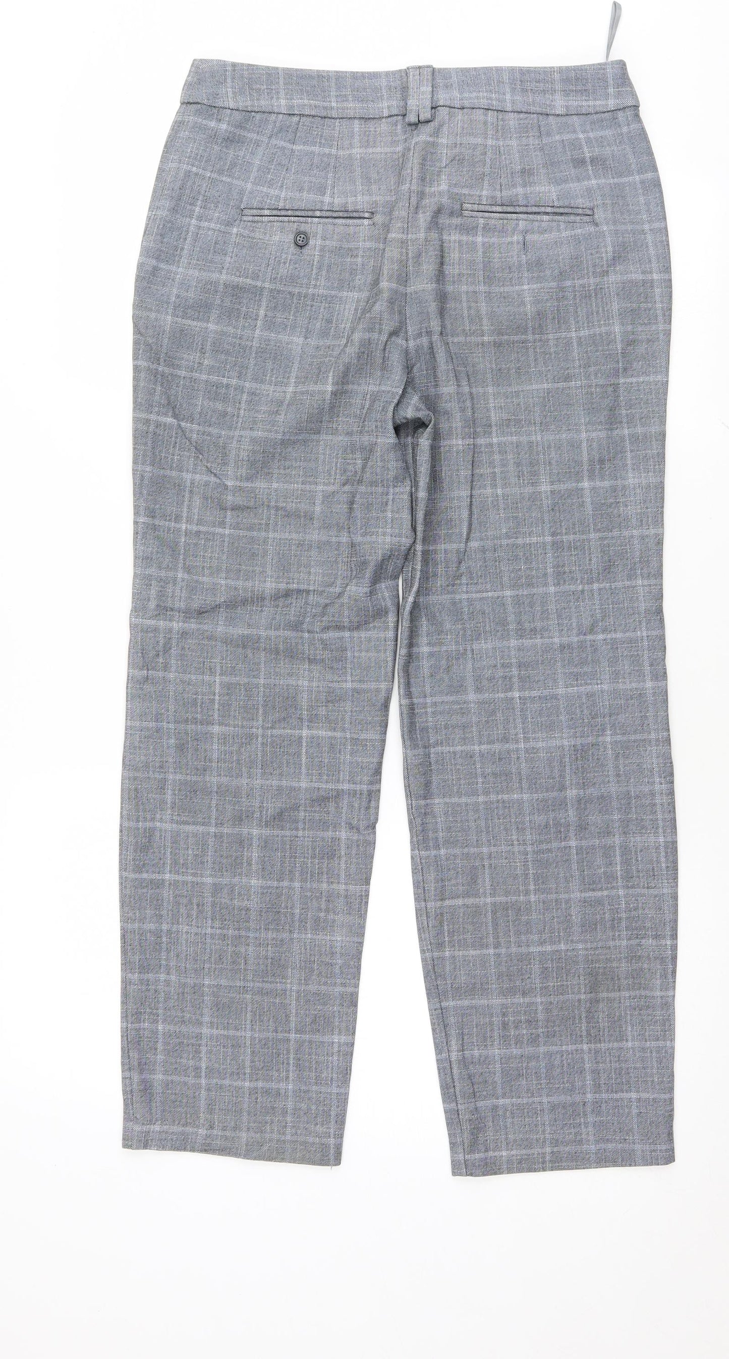 Marks and Spencer Womens Grey Check  Trousers  Size 8 L26 in