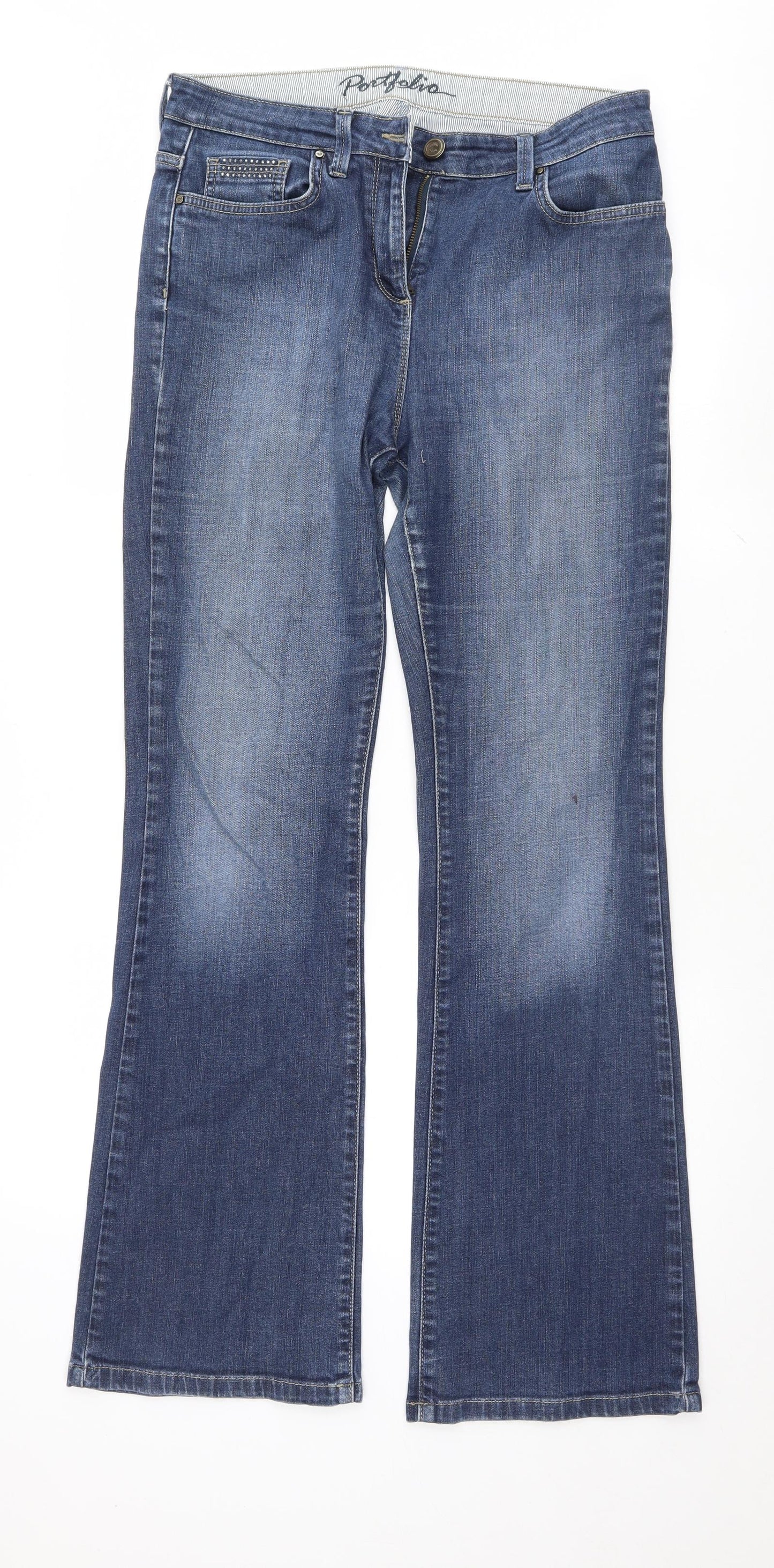 Marks and Spencer Womens Blue   Bootcut Jeans Size 12 L31.5 in