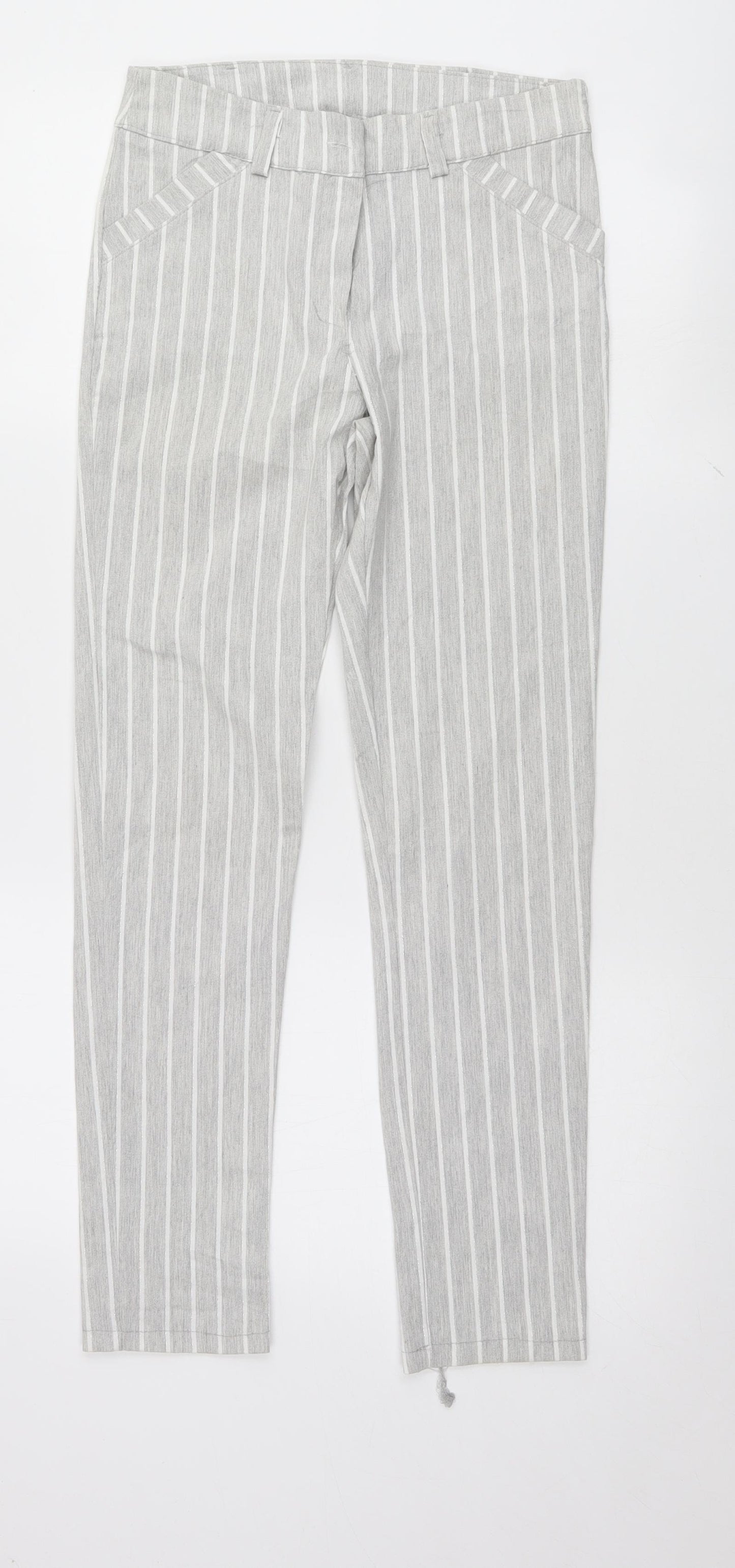 Preworn Womens Grey Striped  Trousers  Size S L27 in