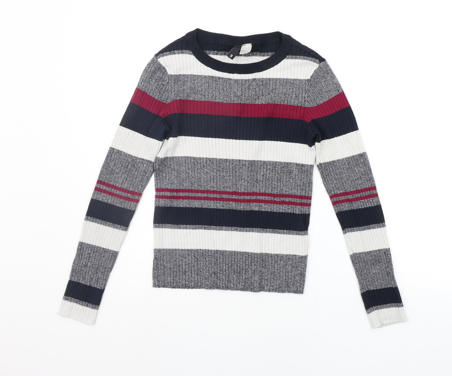 Divided Womens Multicoloured Striped  Pullover Jumper Size S
