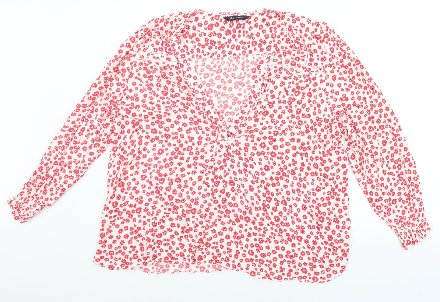 Marks and Spencer Womens Red Floral  Basic Blouse Size 20