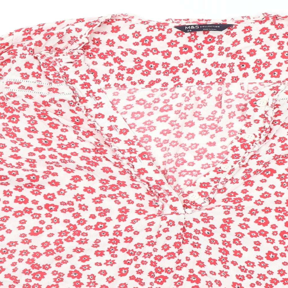 Marks and Spencer Womens Red Floral  Basic Blouse Size 20