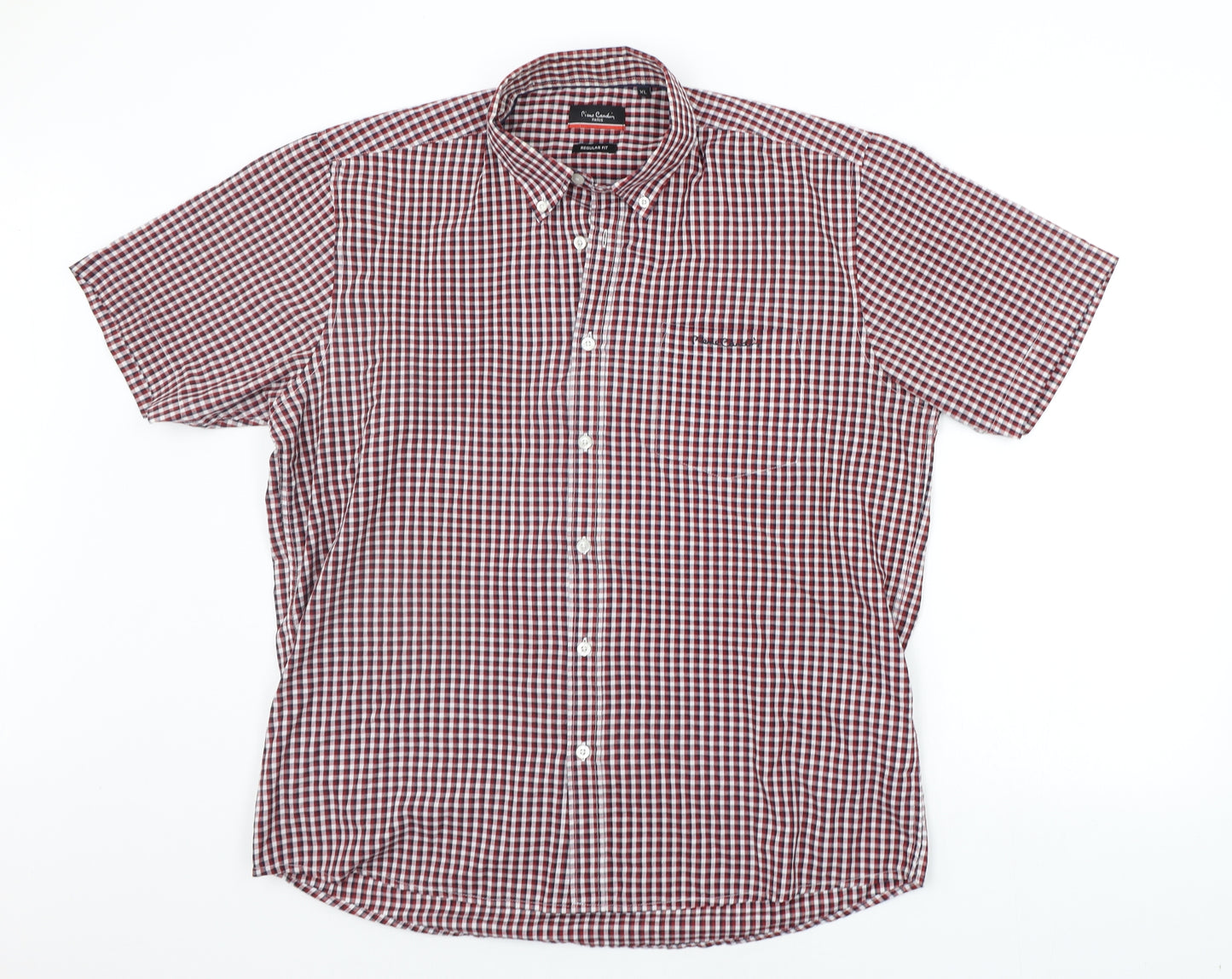 Pierre Cardin Mens Red Check   Button-Up Size XL