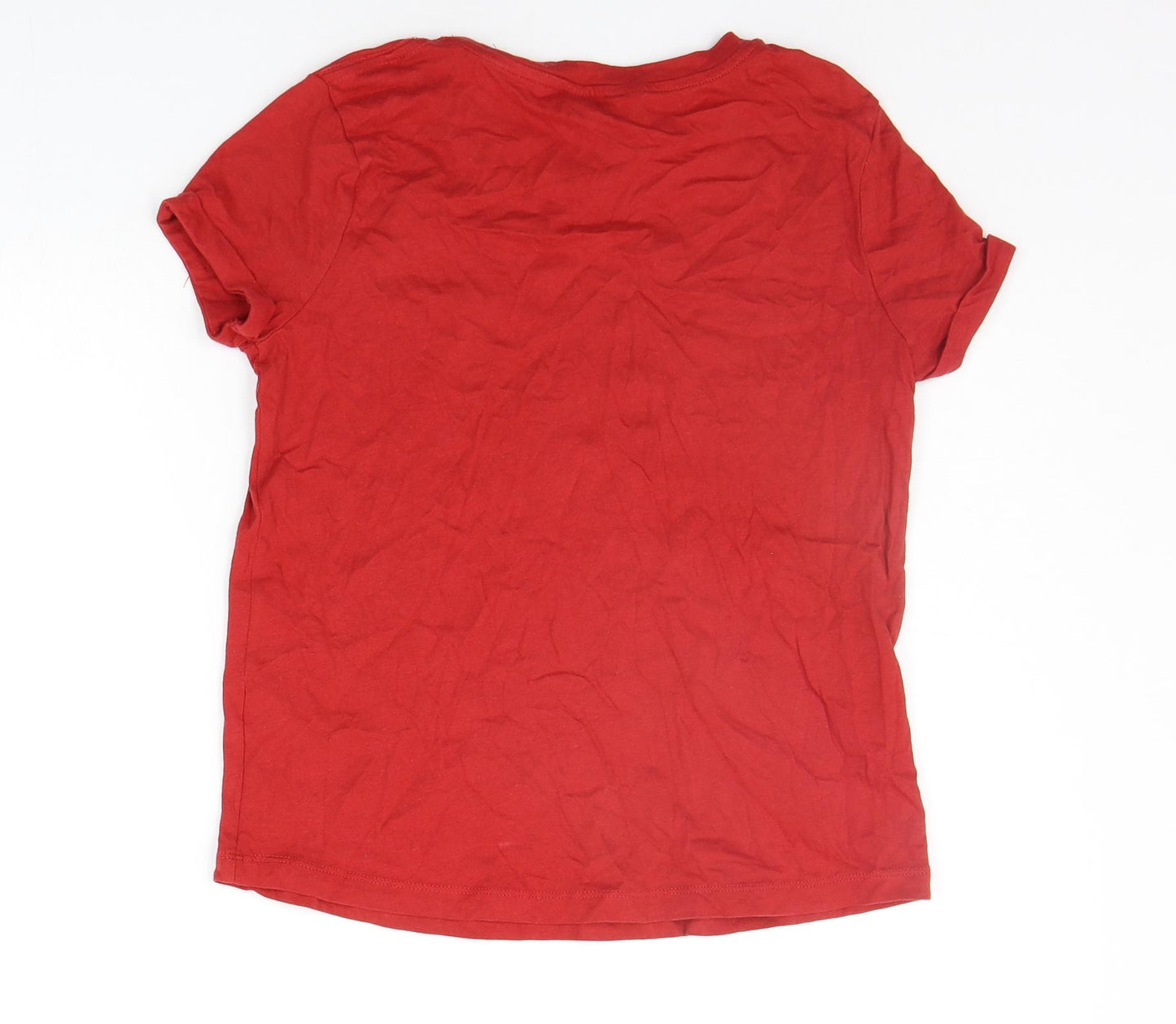 TU Womens Red Geometric  Basic T-Shirt Size 8  - christams