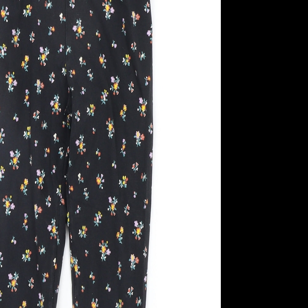 Marks and Spencer Girls Black Floral   Pyjama Pants Size 8-9 Years
