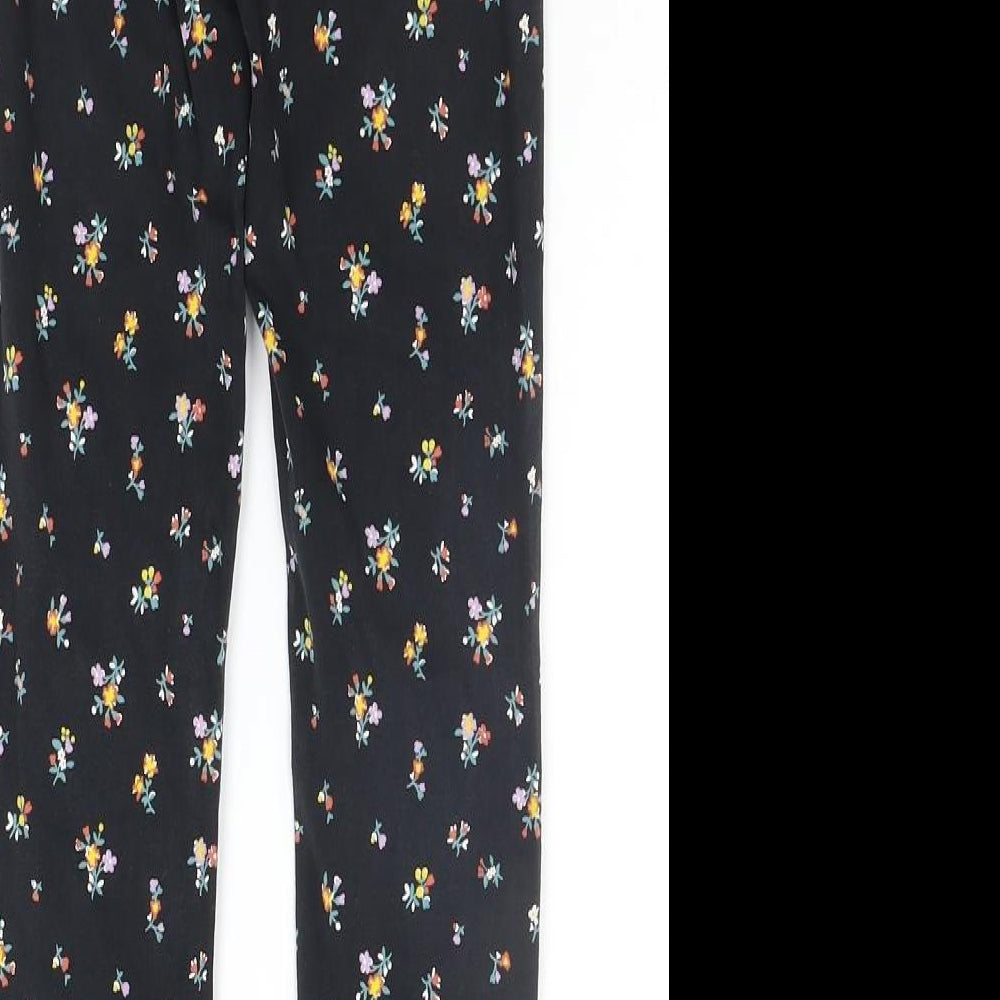 Marks and Spencer Girls Black Floral   Pyjama Pants Size 8-9 Years