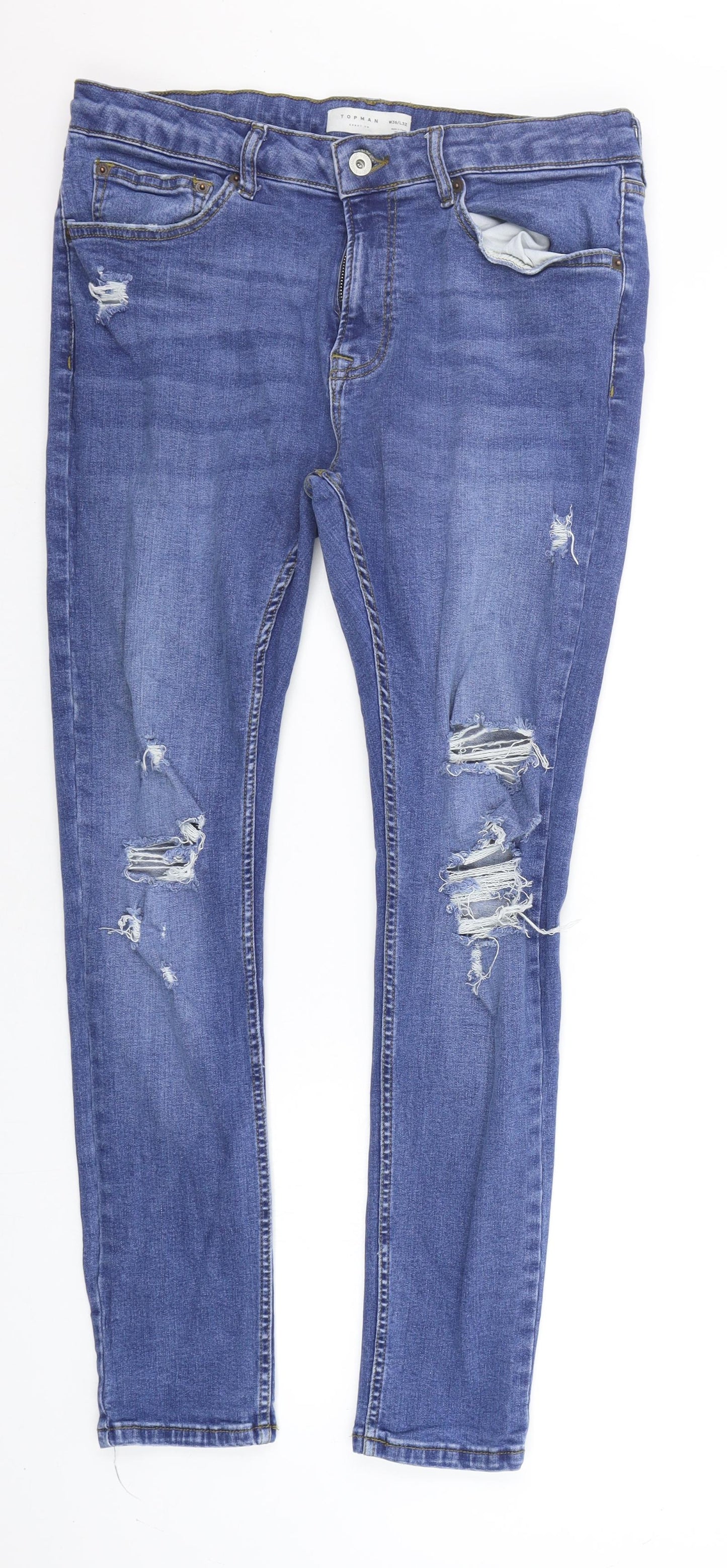 Topman Mens Blue   Straight Jeans Size 36 in L32 in