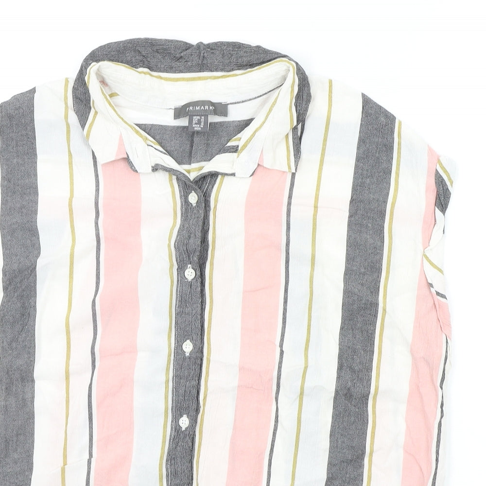 Primark Womens Pink Striped  Basic Button-Up Size 16